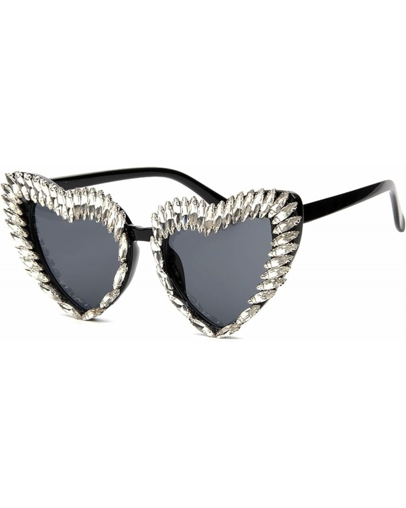 Sparkling Heart Shape Sunglasses Women Sexy Rhinestones Cat Eye Sun Glasses Party Novelty Love Goggles White $10.95 Goggle