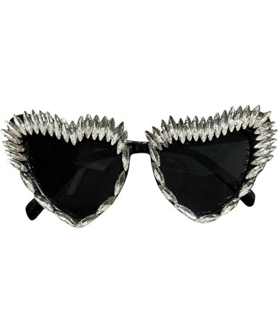 Sparkling Heart Shape Sunglasses Women Sexy Rhinestones Cat Eye Sun Glasses Party Novelty Love Goggles White $10.95 Goggle