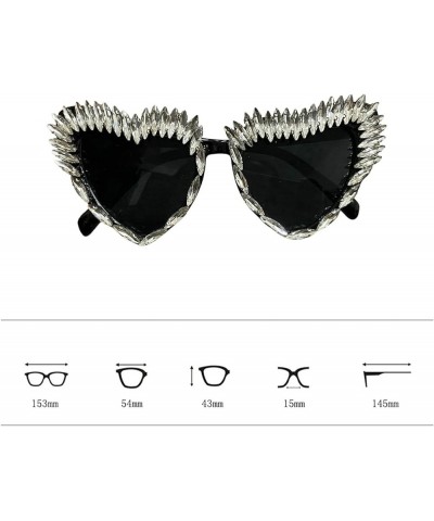 Sparkling Heart Shape Sunglasses Women Sexy Rhinestones Cat Eye Sun Glasses Party Novelty Love Goggles White $10.95 Goggle