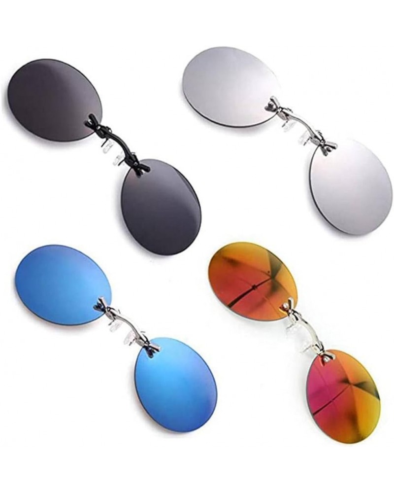 Frameless Retro Round Clip on Nose Glasses, Movie Rimless Sunglasses Men, Gift for Father Boyfriend Black $7.07 Rimless