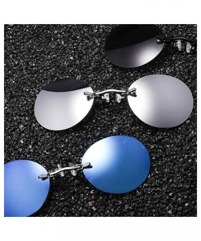 Frameless Retro Round Clip on Nose Glasses, Movie Rimless Sunglasses Men, Gift for Father Boyfriend Black $7.07 Rimless