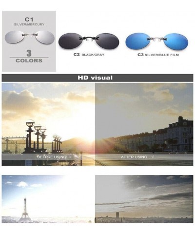 Frameless Retro Round Clip on Nose Glasses, Movie Rimless Sunglasses Men, Gift for Father Boyfriend Black $7.07 Rimless