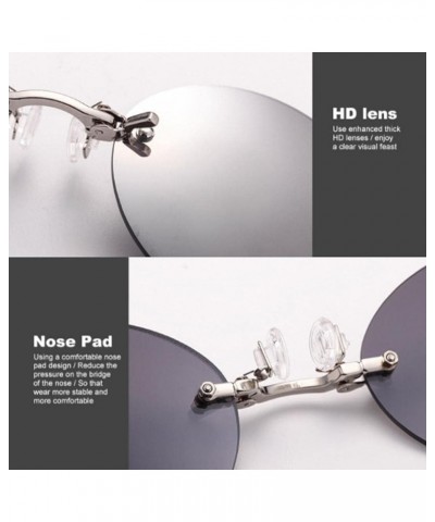 Frameless Retro Round Clip on Nose Glasses, Movie Rimless Sunglasses Men, Gift for Father Boyfriend Black $7.07 Rimless