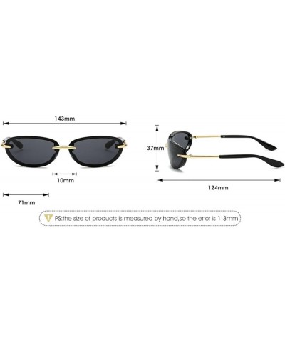 Rimless Oval Sunglasses for Women Men 90s Retro Oval Frameless Sun Glasses Tinted Lenses Sunglasses Blue Lens $10.29 Oval