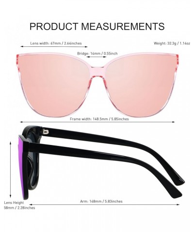 Oversized Cat Eye Sunglasses for Women Big Large Cateye Frame Shades 2 Pack Fashion Vintage Sun glasses (2pack) Mirrored Pink...