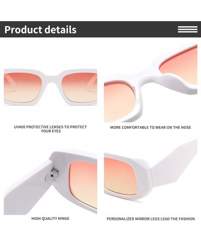 Rectangle Sunglasses for Women Men Retro Fashion Sun glasses UV400 Protection Thick Square Frame Eyewear A3-white Frame/ Pink...