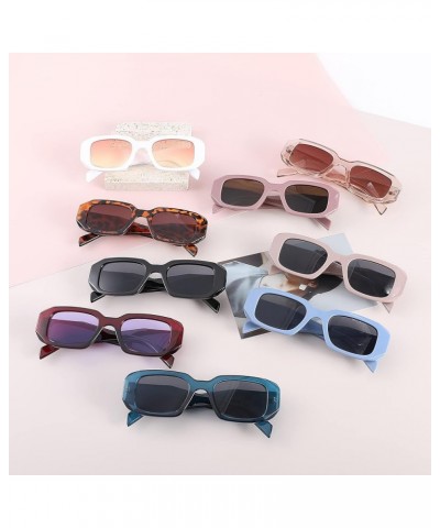 Rectangle Sunglasses for Women Men Retro Fashion Sun glasses UV400 Protection Thick Square Frame Eyewear A3-white Frame/ Pink...