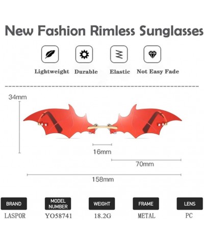 Retro Rimless Sunglasses for Women Men Small Vintage Bat Eyewear Novelty Metal Frameless Glasses UV400 Protection Red/Gold $9...