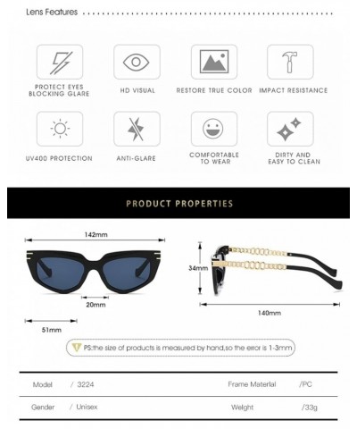 Retro Cat Eye Fashion Sunglasses Trend Men And Women Metal Hollow Chain Sunglasses E $20.15 Designer