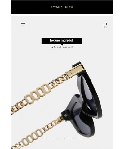 Retro Cat Eye Fashion Sunglasses Trend Men And Women Metal Hollow Chain Sunglasses E $20.15 Designer