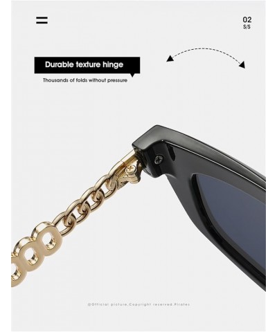 Retro Cat Eye Fashion Sunglasses Trend Men And Women Metal Hollow Chain Sunglasses E $20.15 Designer