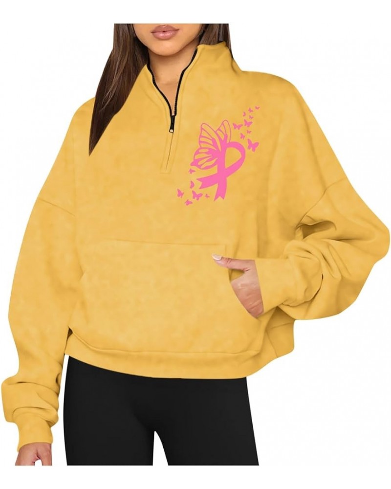 Oversized Sweatshirt for Women Lapel Zipper Loose Pullover Top Long Sleeve Hoodies Fall 2023 Trendy Clothes Outfits Yellow $1...