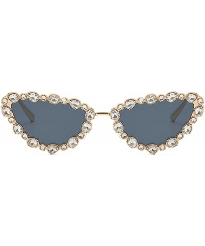 Retro Cat Eye Rhinestone Sunglasses Vintage Metal Frame Diamond Eyewear Bling Sunglasses for Women Girls Party Gold Gray $9.6...