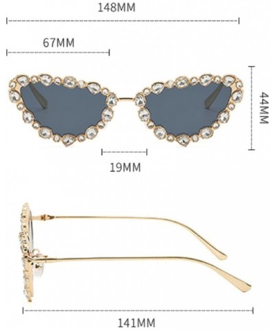 Retro Cat Eye Rhinestone Sunglasses Vintage Metal Frame Diamond Eyewear Bling Sunglasses for Women Girls Party Gold Gray $9.6...