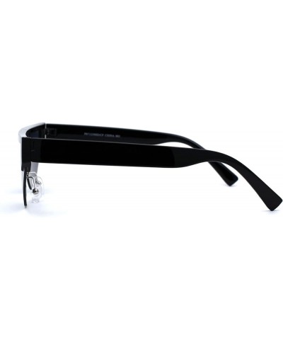 Womens Futuristic Flat Top Half Rim Cat Eye Sunglasses All Black $10.59 Designer