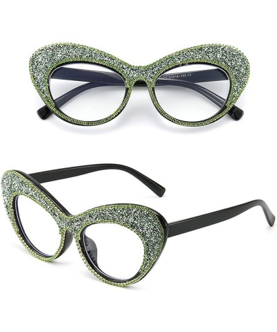 mincl/Cat Eye Sunglasses Bling Rhinestones Crystal Black Crystal Frame Clear Eyewear 3pcs-black&green&red $9.50 Cat Eye