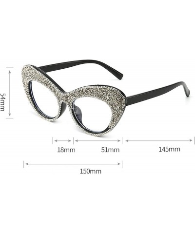 mincl/Cat Eye Sunglasses Bling Rhinestones Crystal Black Crystal Frame Clear Eyewear 3pcs-black&green&red $9.50 Cat Eye