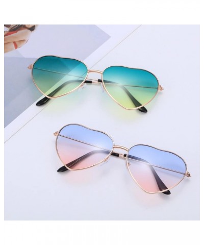 Ladies Fashion Metal Frame Sunglasses Fancy Dress Retro Heart Shaped Gradient Lens Sunglasses UV 400 Outdoor Goggles (Frame C...