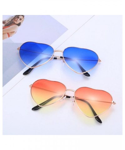 Ladies Fashion Metal Frame Sunglasses Fancy Dress Retro Heart Shaped Gradient Lens Sunglasses UV 400 Outdoor Goggles (Frame C...