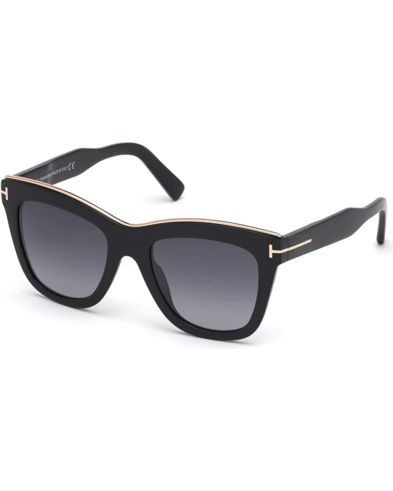 FT0685 Julie Geometric Sunglasses for Women + BUNDLE with Designer iWear Eyewear Care Kit Shiny Black/ Gradient Smoke W. Silv...