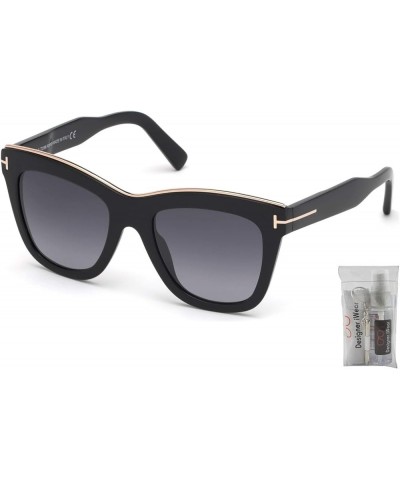 FT0685 Julie Geometric Sunglasses for Women + BUNDLE with Designer iWear Eyewear Care Kit Shiny Black/ Gradient Smoke W. Silv...