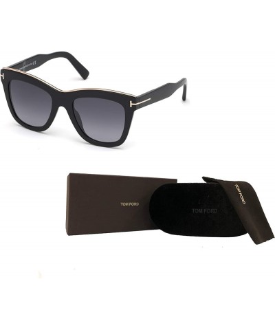 FT0685 Julie Geometric Sunglasses for Women + BUNDLE with Designer iWear Eyewear Care Kit Shiny Black/ Gradient Smoke W. Silv...