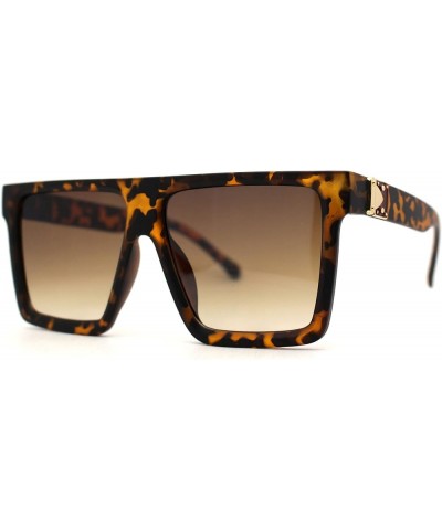 Squared Mobster Mafia Oversize Rectangular Sunglasses Matte Tortoise / Brown $9.69 Rectangular