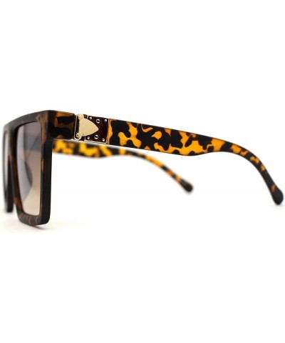 Squared Mobster Mafia Oversize Rectangular Sunglasses Matte Tortoise / Brown $9.69 Rectangular