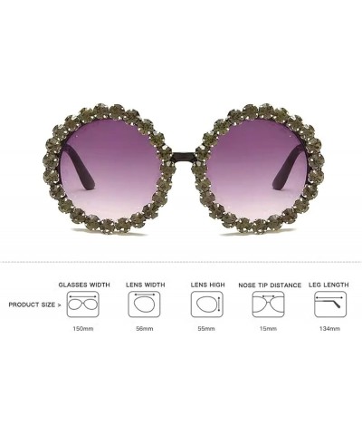 Fashion Oversized Rhinestones Sunglasses Women Vintage Diamond Crystal Round Sunglasses Men Shades Black-ab Diamond $11.39 Ov...