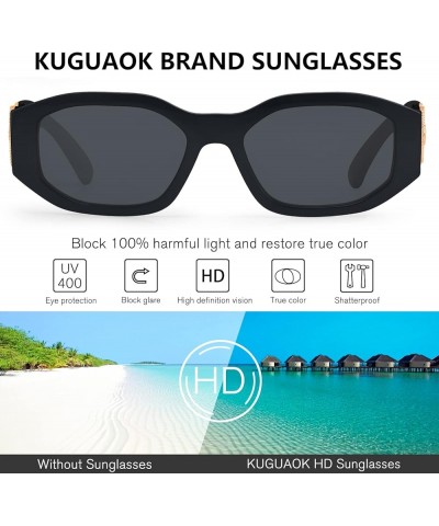 Irregular Rectangle Sunglasses Women Trendy Design UV Protection Small Sun Glasses 3 Pack Black+white+leopard $12.26 Designer