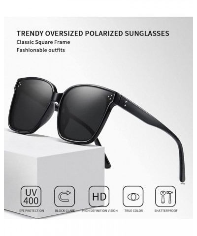 Oversized Polarized Square Sunglasses for Women Men Vintage Glasses with Flat Lens Fashion Cat Shades E: Square Black $9.87 S...