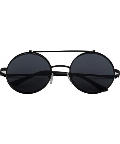 Flip up Steampunk Round Circle Retro Sunglasses Black,black $10.39 Round