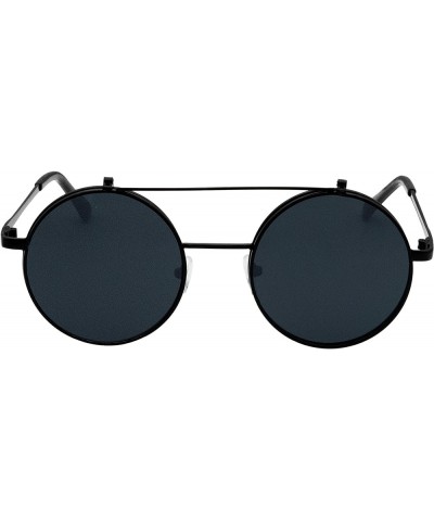 Flip up Steampunk Round Circle Retro Sunglasses Black,black $10.39 Round