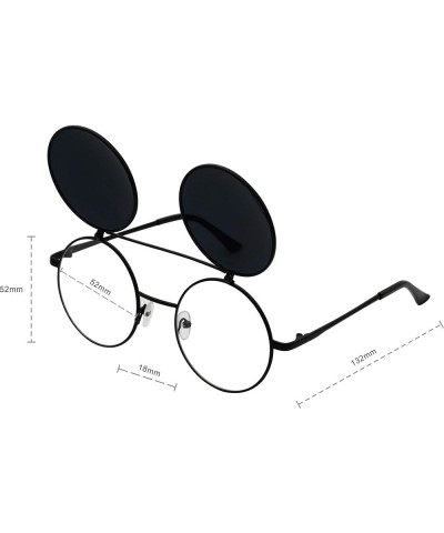 Flip up Steampunk Round Circle Retro Sunglasses Black,black $10.39 Round