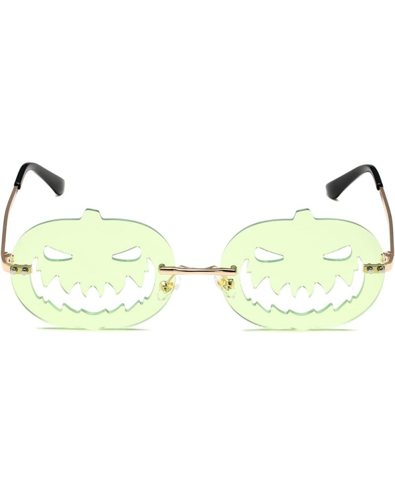 Halloween Rimless Pumpkin Shape Sunglasses for Women Men Eyewear Trendy Party Sunglasses B-green $7.77 Frame