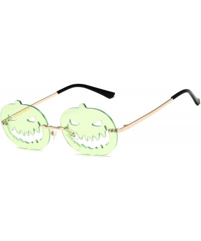 Halloween Rimless Pumpkin Shape Sunglasses for Women Men Eyewear Trendy Party Sunglasses B-green $7.77 Frame