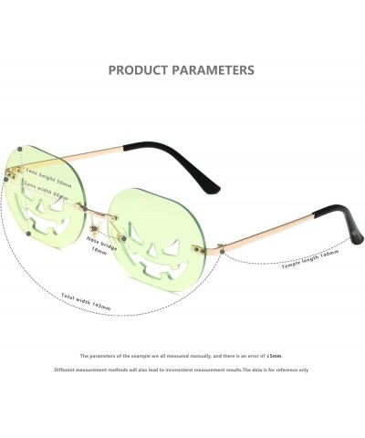 Halloween Rimless Pumpkin Shape Sunglasses for Women Men Eyewear Trendy Party Sunglasses B-green $7.77 Frame