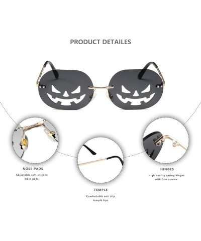 Halloween Rimless Pumpkin Shape Sunglasses for Women Men Eyewear Trendy Party Sunglasses B-green $7.77 Frame