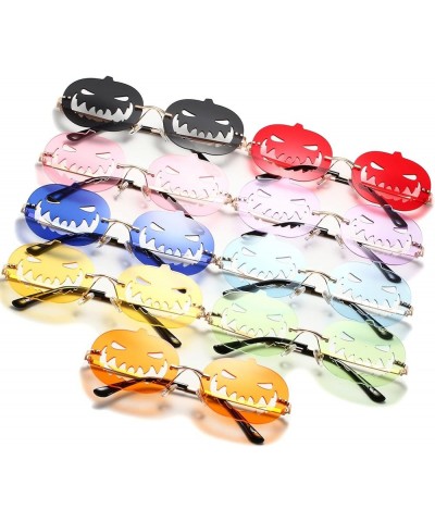 Halloween Rimless Pumpkin Shape Sunglasses for Women Men Eyewear Trendy Party Sunglasses B-green $7.77 Frame