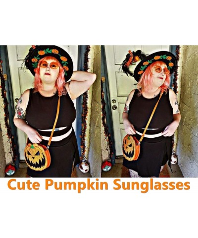 Halloween Rimless Pumpkin Shape Sunglasses for Women Men Eyewear Trendy Party Sunglasses B-green $7.77 Frame