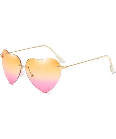 Pink Heart Shaped Sunglasses Style Hippie Sunglasses for Women Rimless Tea and Pink Lens $10.07 Heart