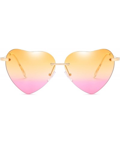 Pink Heart Shaped Sunglasses Style Hippie Sunglasses for Women Rimless Tea and Pink Lens $10.07 Heart