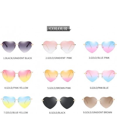 Pink Heart Shaped Sunglasses Style Hippie Sunglasses for Women Rimless Tea and Pink Lens $10.07 Heart