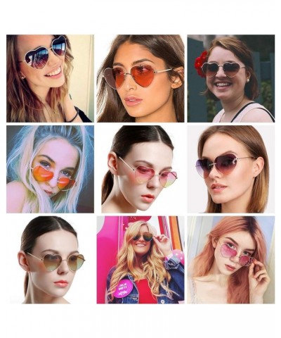 Pink Heart Shaped Sunglasses Style Hippie Sunglasses for Women Rimless Tea and Pink Lens $10.07 Heart