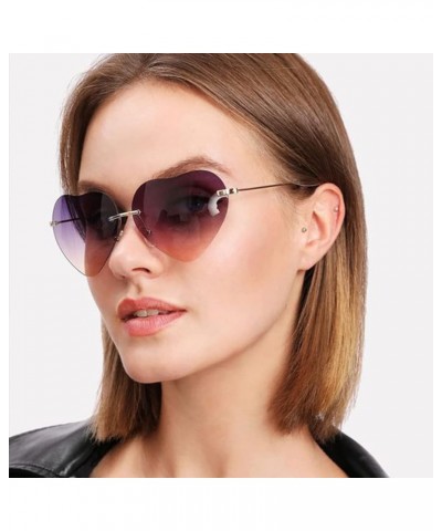 Pink Heart Shaped Sunglasses Style Hippie Sunglasses for Women Rimless Tea and Pink Lens $10.07 Heart