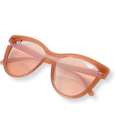 Trendy Designer Oversize Cat-Eye Shield Sunglasses with Reflective Mirror Lense (Mia) Pink $22.29 Oversized