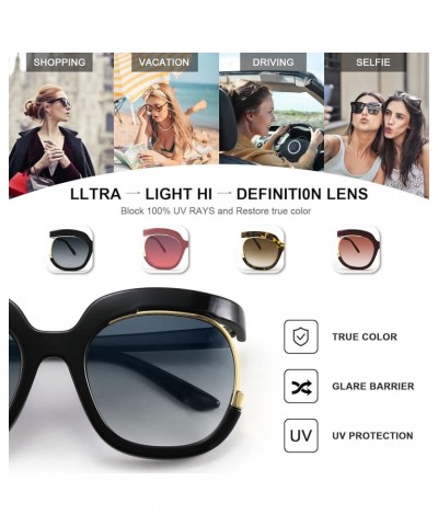 Retro Square Round Women Sunglasses Large Vintage Lady Shades B4091 Black $11.54 Round