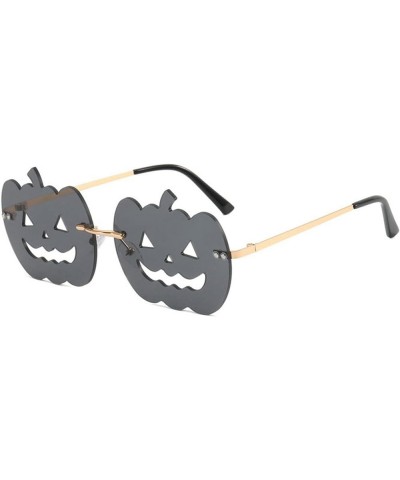 Fashion Pumpkin Shaped Sunglasses for Women cute Funny Rimless Halloween rave glasses Party Festival Eyewear Grey $10.03 Rimless