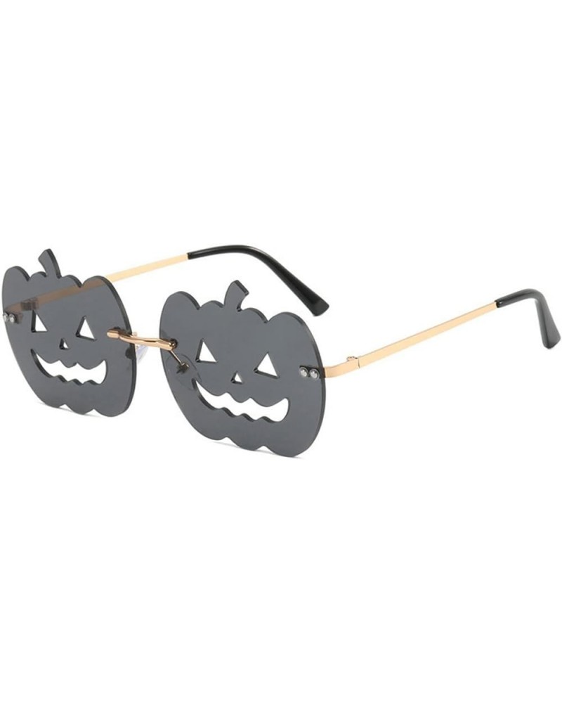 Fashion Pumpkin Shaped Sunglasses for Women cute Funny Rimless Halloween rave glasses Party Festival Eyewear Grey $10.03 Rimless