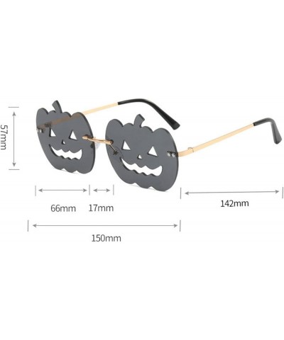 Fashion Pumpkin Shaped Sunglasses for Women cute Funny Rimless Halloween rave glasses Party Festival Eyewear Grey $10.03 Rimless